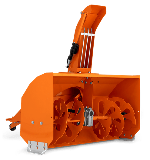 Orange Husqvarna snöslunga med 100cm arbetsbredd från P524X-serien med dubbla roterande blad. (Husqvarna Snöslunga 100cm)