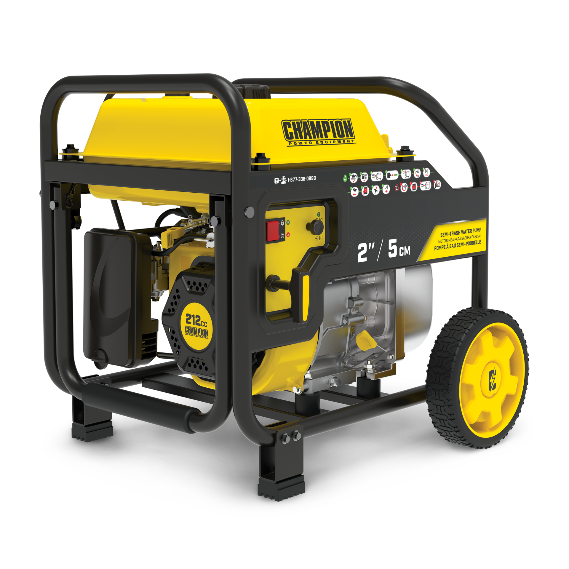 a yellow and black waterpump Champion 5 cm Vattenpump Clean-Dirty