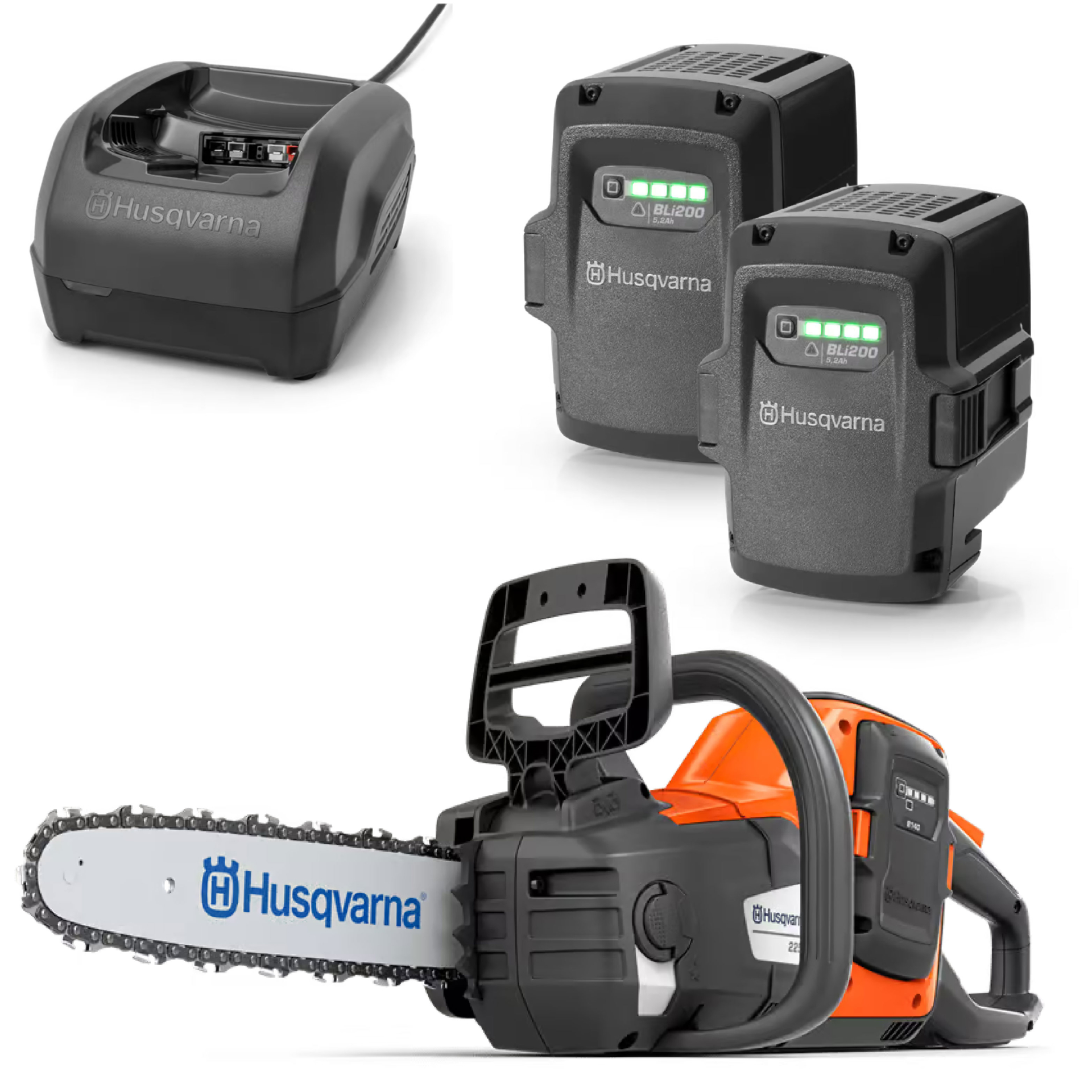 Husqvarna 225i Batterimotorsåg med 2x BLi200 och QC250-laddare